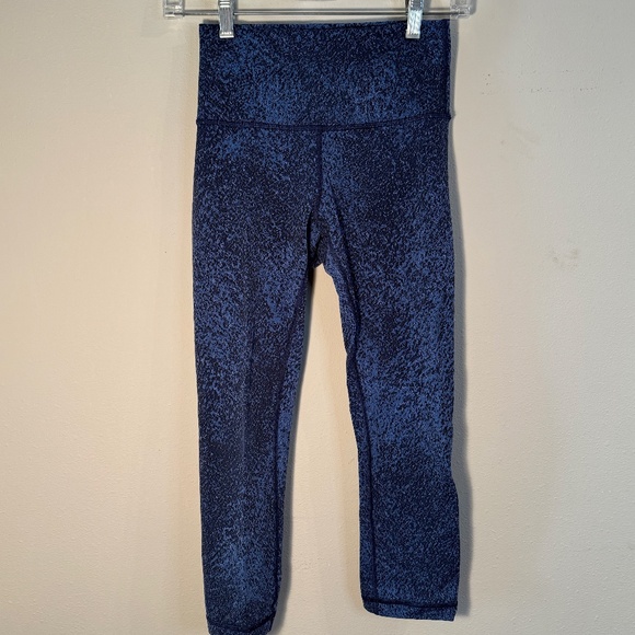 Lululemon Wunder Under Crop High-Rise Tight Size 4,Blue Mineral Deposit Luxtreme - Picture 1 of 16